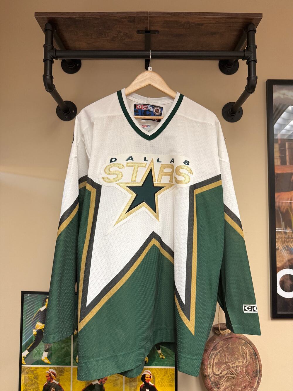 90s Dallas Stars Vintage White CCM Alternate NHL Hockey Jersey Mike Mondano Koho